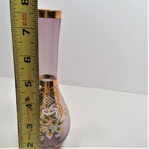 VTG Norleans Purple Vase Floral Hand Painted Enameled Flowers Gold Trim Japan - Picture 5 of 6